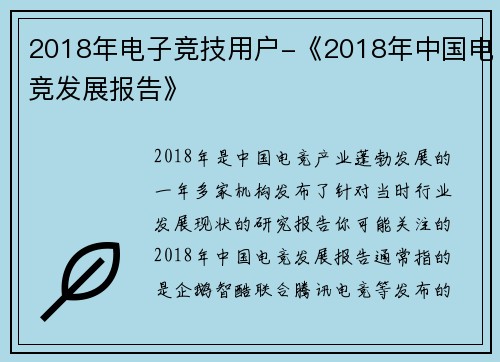 2018年电子竞技用户-《2018年中国电竞发展报告》